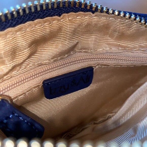 Izzy & Ali Stevie Pouch Blue Clutch Coin Purse Bag Zip Vegan tassel - Picture 6 of 10